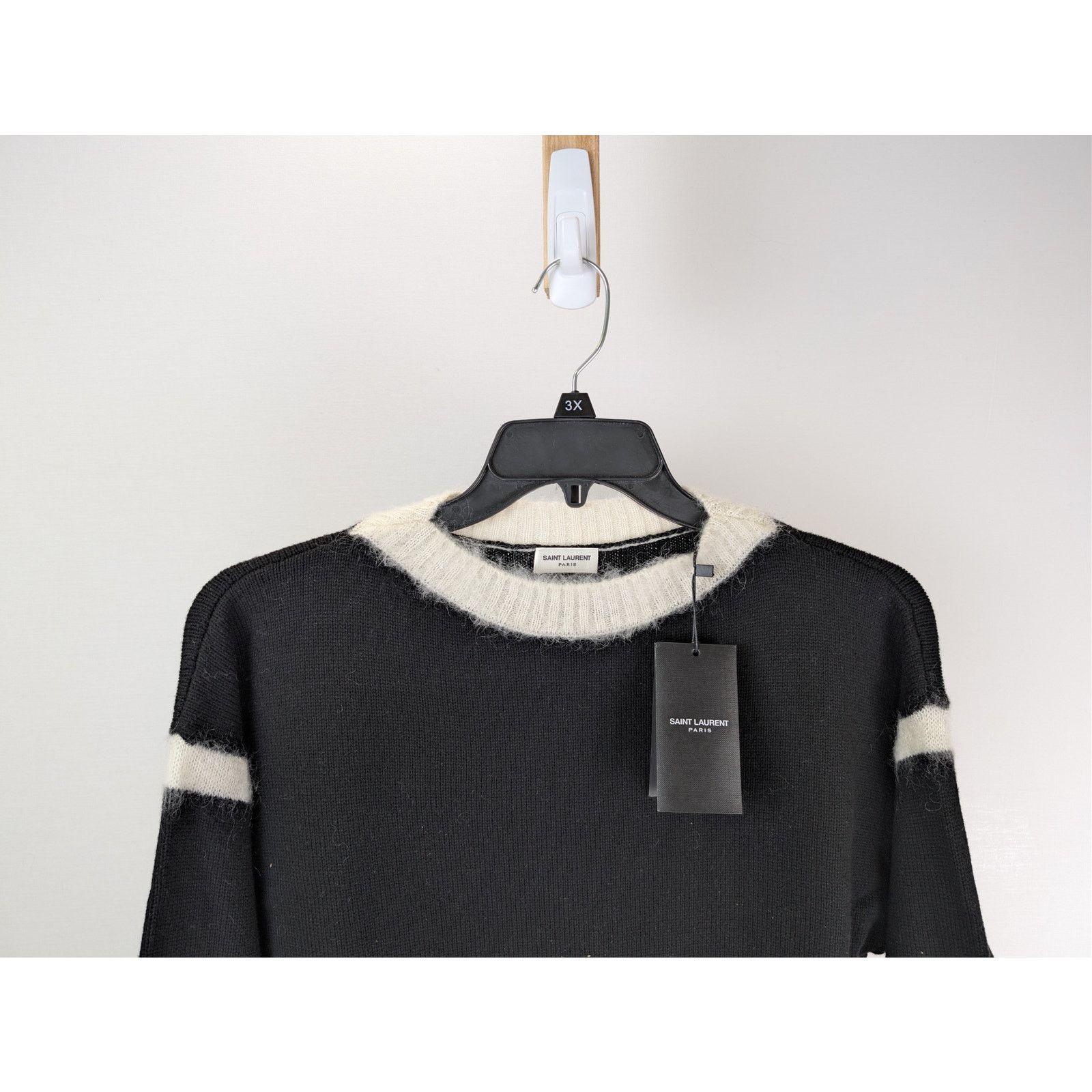 Saint Laurent Paris o1rshd1 Q:2 / Pull Encolure Sweatshirt Sweater Mohair Black Size US L / EU 52-54 / 3 - 2 Thumbnail