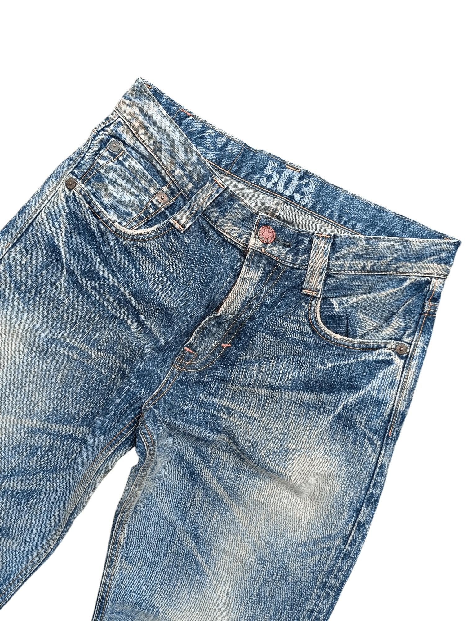 Edwin × Japanese Brand Edwin 503 Blue Trip Slim Washed Blue Whisker Denim Size US 32 / EU 48 - 14 Thumbnail
