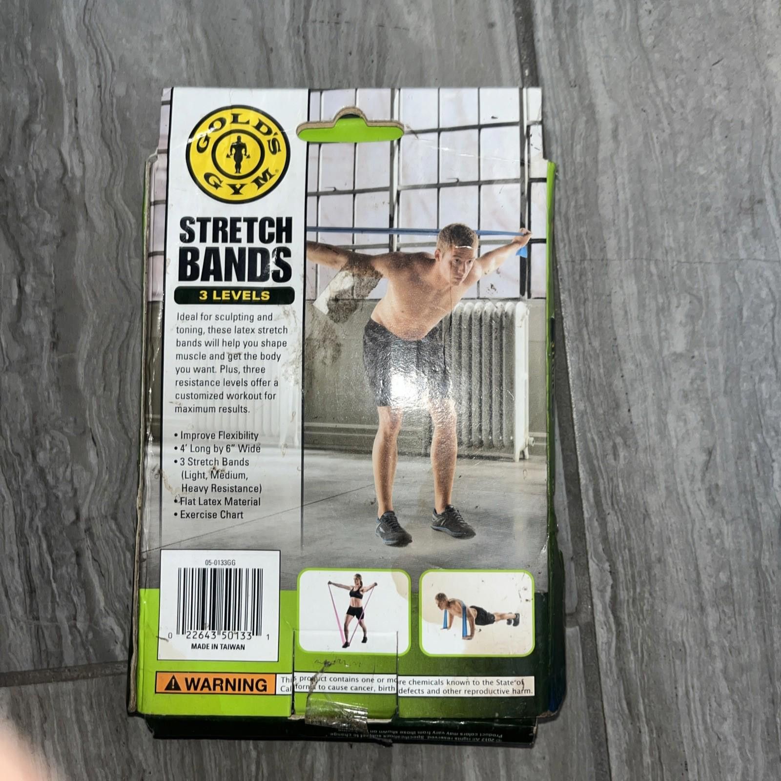 Other Gold's Gym Stretch Bands 3 Levels 4' Long 6" Wide Each Latex Size ONE SIZE - 2 Thumbnail