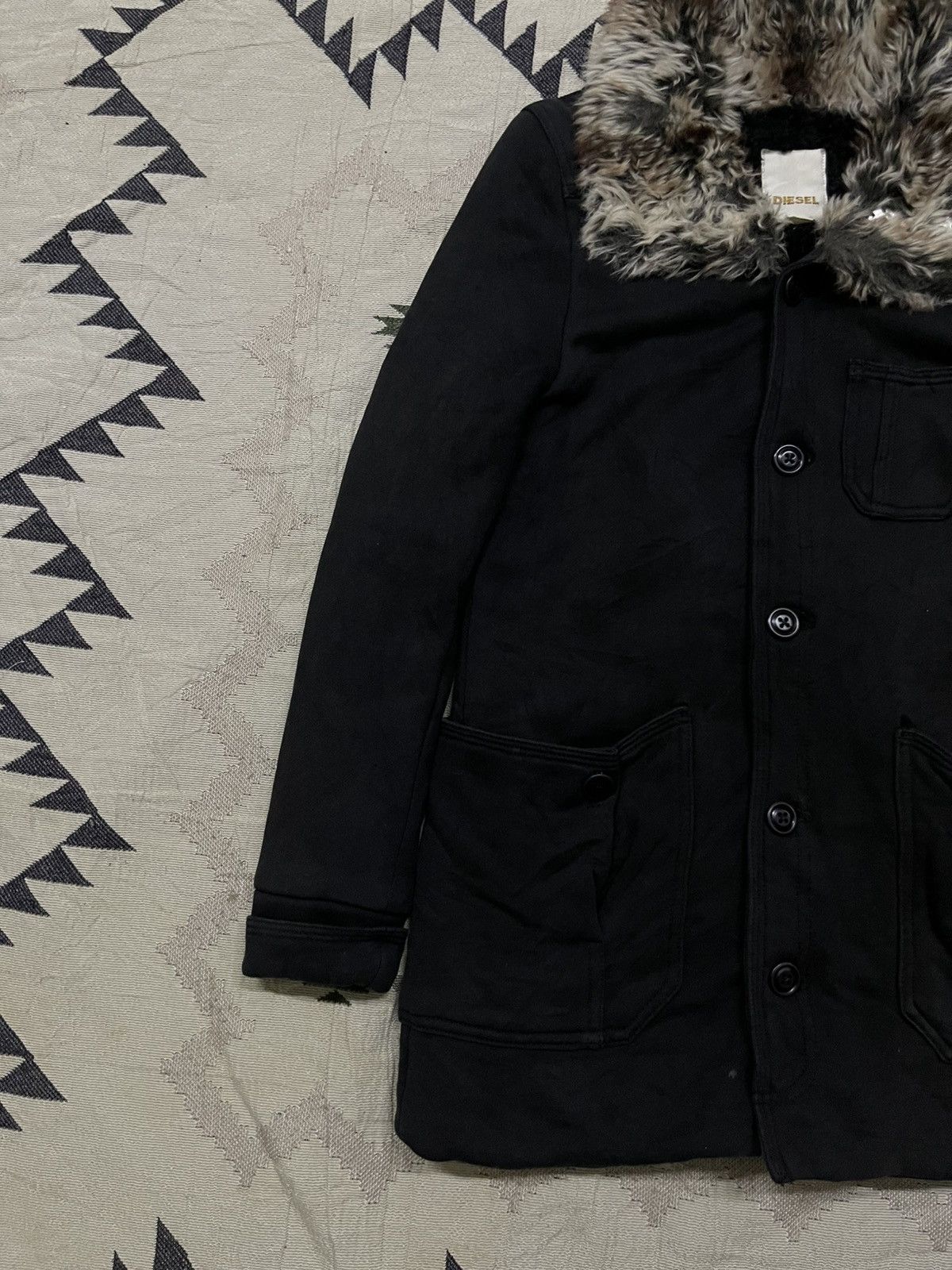 Diesel 2000s DIESEL MINK FUR FLEECE LINEN BUTTON UP JACKET Size US XXS / EU 40 - 3 Thumbnail