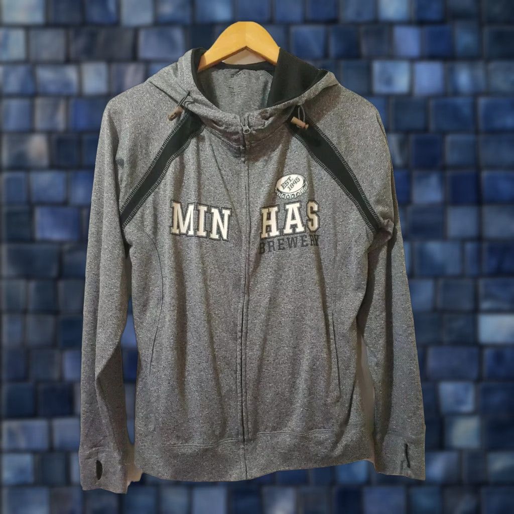 Vintage Min Has Brewery EST 1845 jacket Womens L Zipup Hoodie Gray Pockets Athletic Running Jogging Activewear Size L / US 10 / IT 46 - 1 Thumbnail