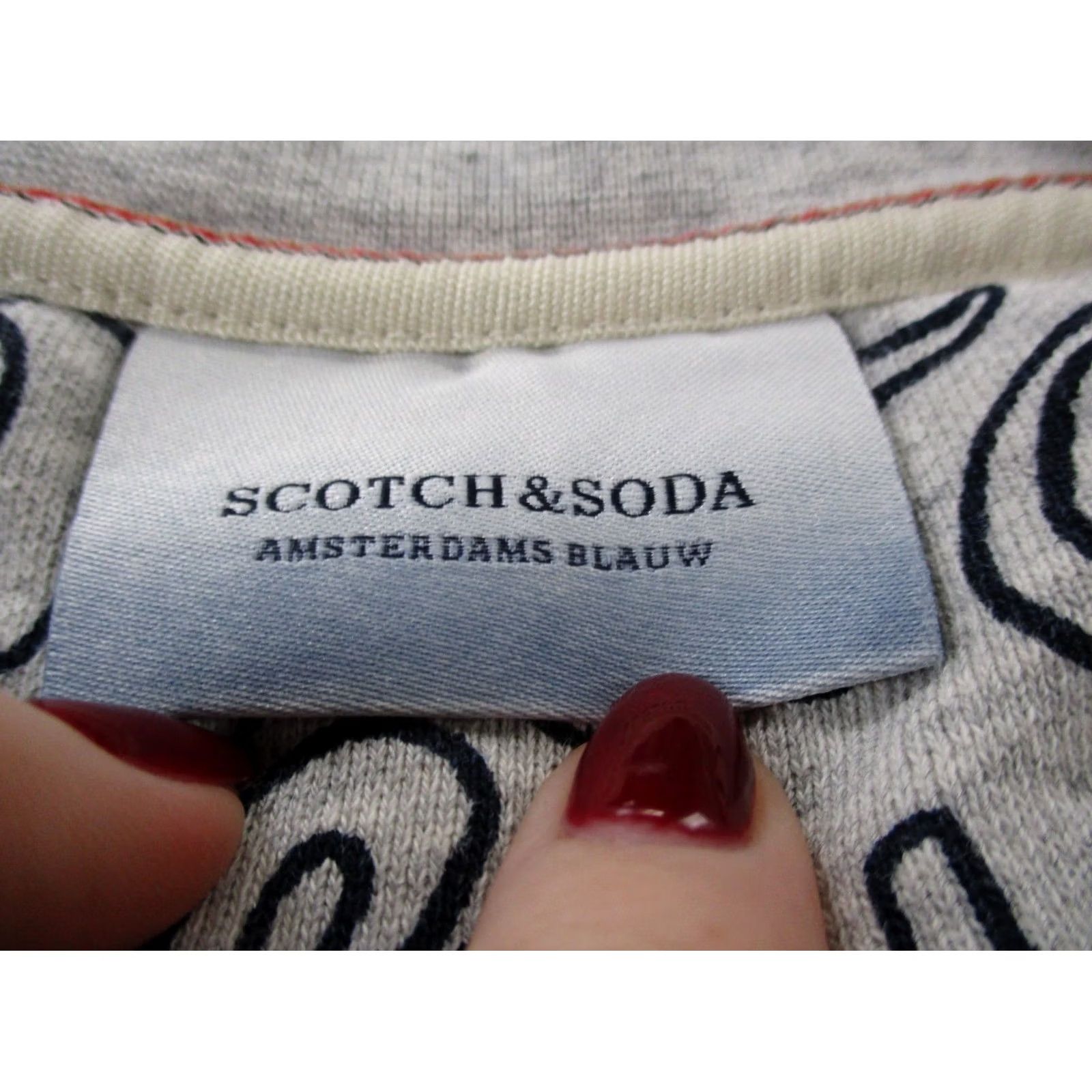 Scotch & Soda Scotch & Soda Sweatshirt Men L Gray Amsterdam Blauw All Over Print Pullover Casual Size US L / EU 52-54 / 3 - 6 Thumbnail