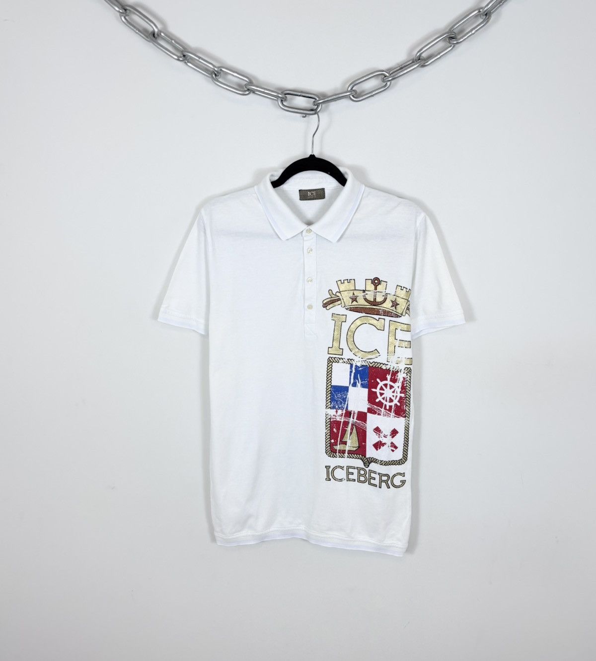 Iceberg Ice Iceberg International Flags White Big Logo Polo Shirt Size US M / EU 48-50 / 2 - 1 Thumbnail