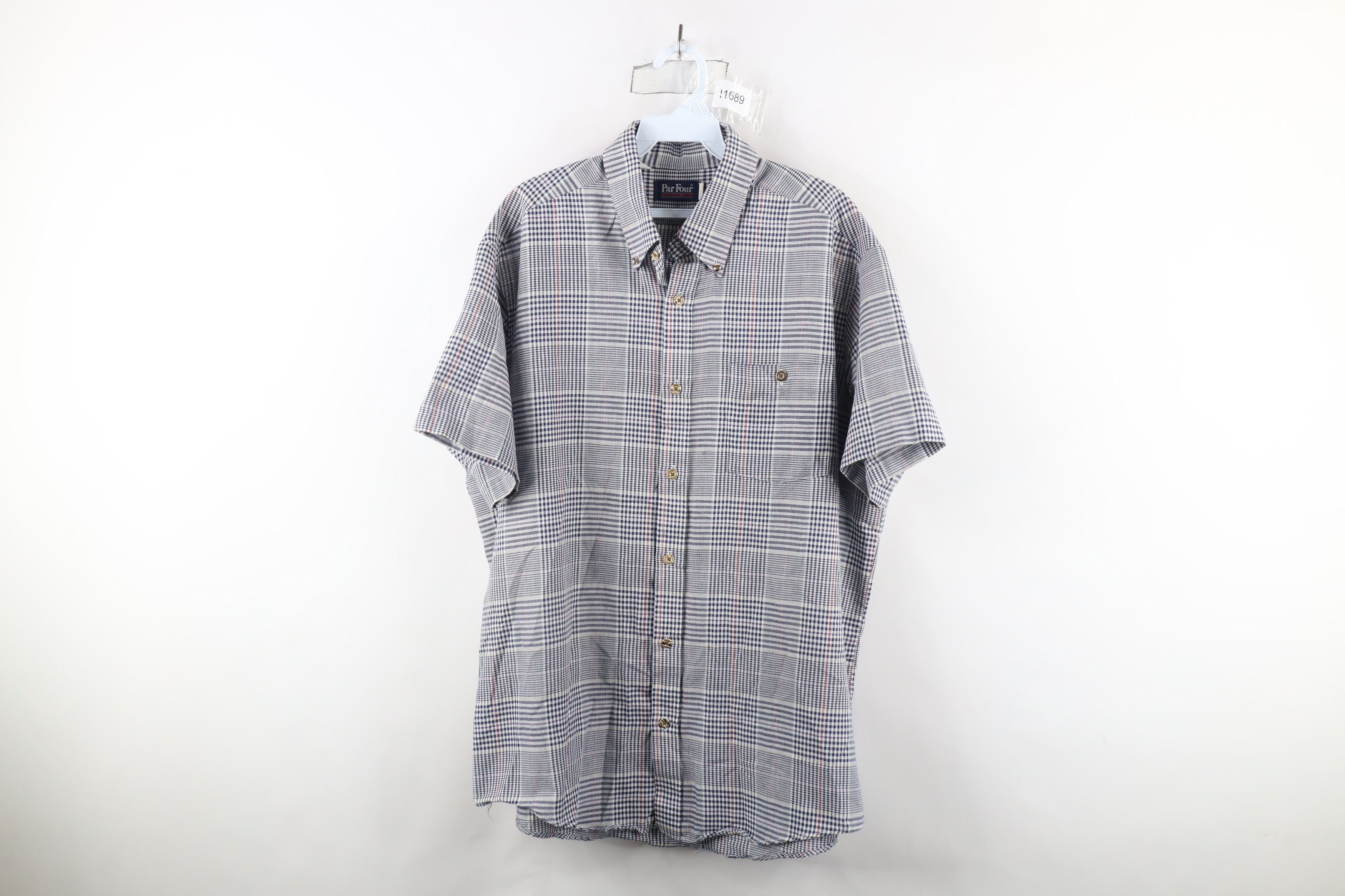 Vintage Vintage 90s Streetwear Plaid Houndstooth Button Shirt USA Size US XL / EU 56 / 4 - 1 Thumbnail