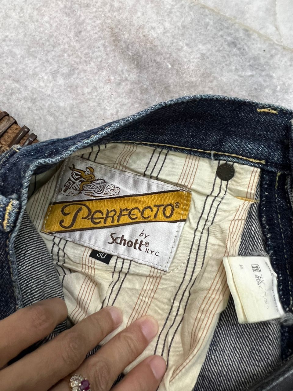 Schott Schott Perfecto Distressed Selvedge Denim Size US 31 - 9 Thumbnail