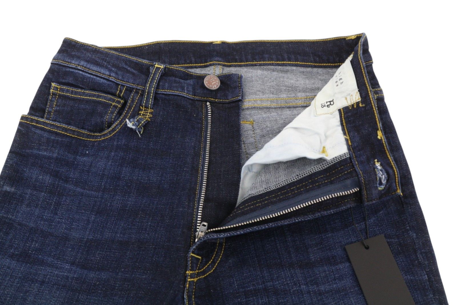 R13 HIGH RISE SKINNY 27 Howell Indigo Washed Faded 85796 Size 27" / US 4 / IT 40 - 4 Thumbnail