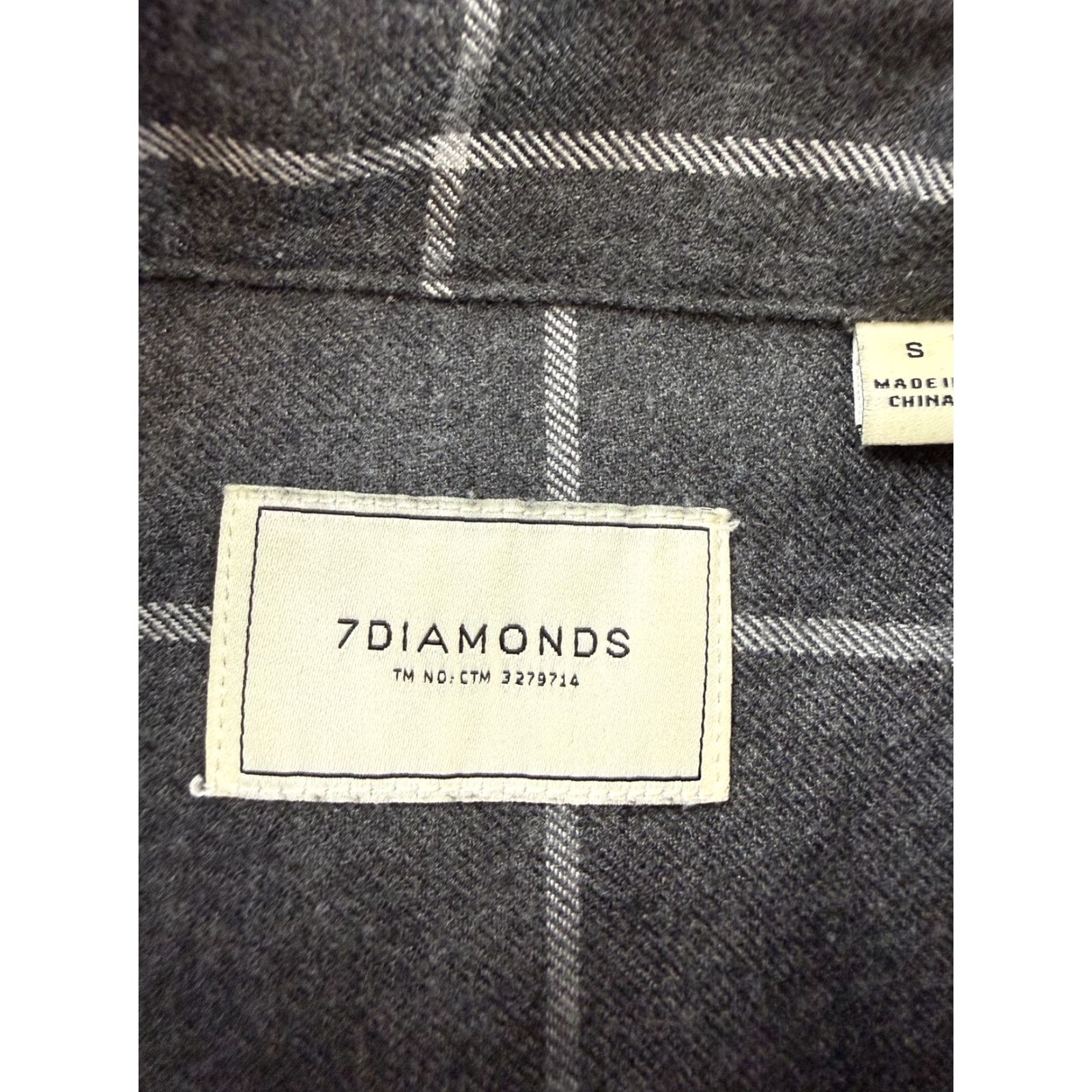 Vintage 7 Diamonds Shirt Mens Small Gray Plaid Flannel Long Sleeve Button Front Casual Size US S / EU 44-46 / 1 - 3 Thumbnail