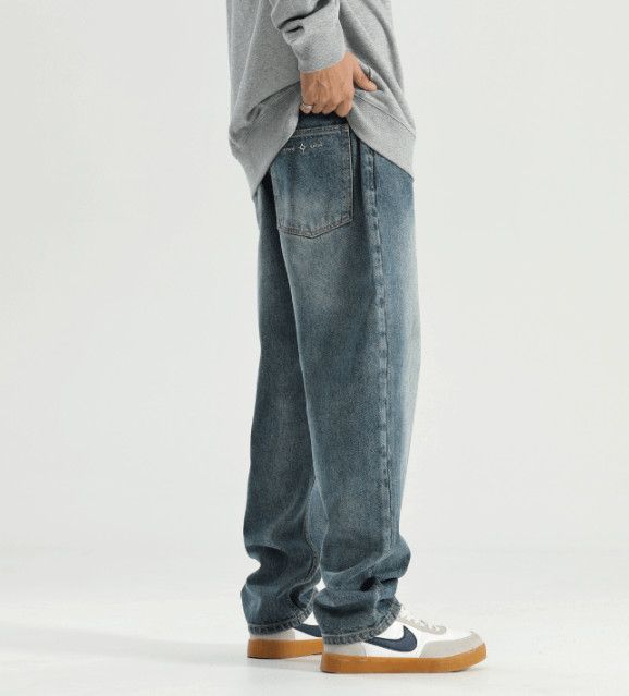 Japanese Brand American retro men's washed loose straight jeans Size US 32 / EU 48 - 4 Thumbnail