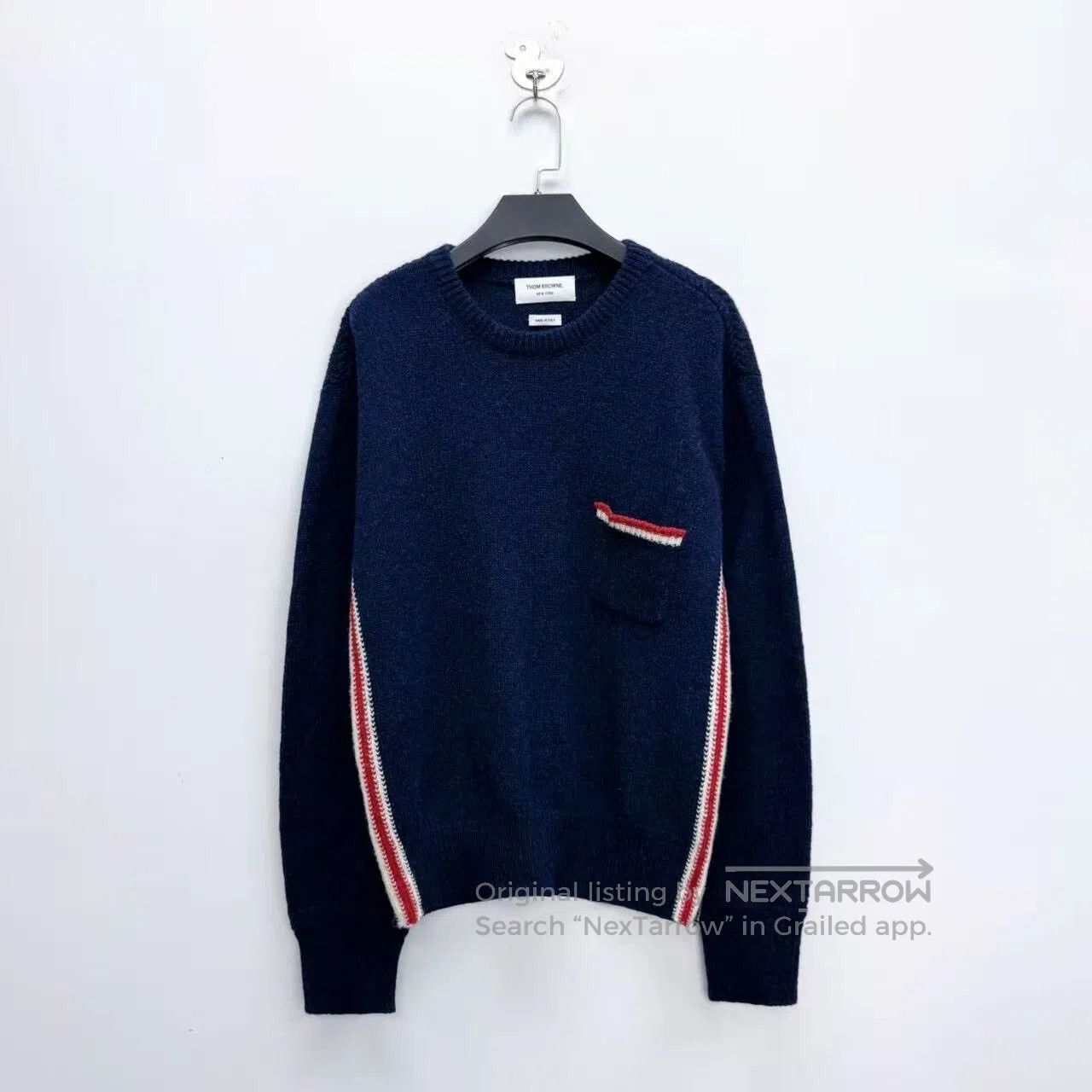 Thom Browne Thom Browne Navy Blue Pocket Edging Color Block Knit Sweat Size US XL / EU 56 / 4 - 1 Thumbnail