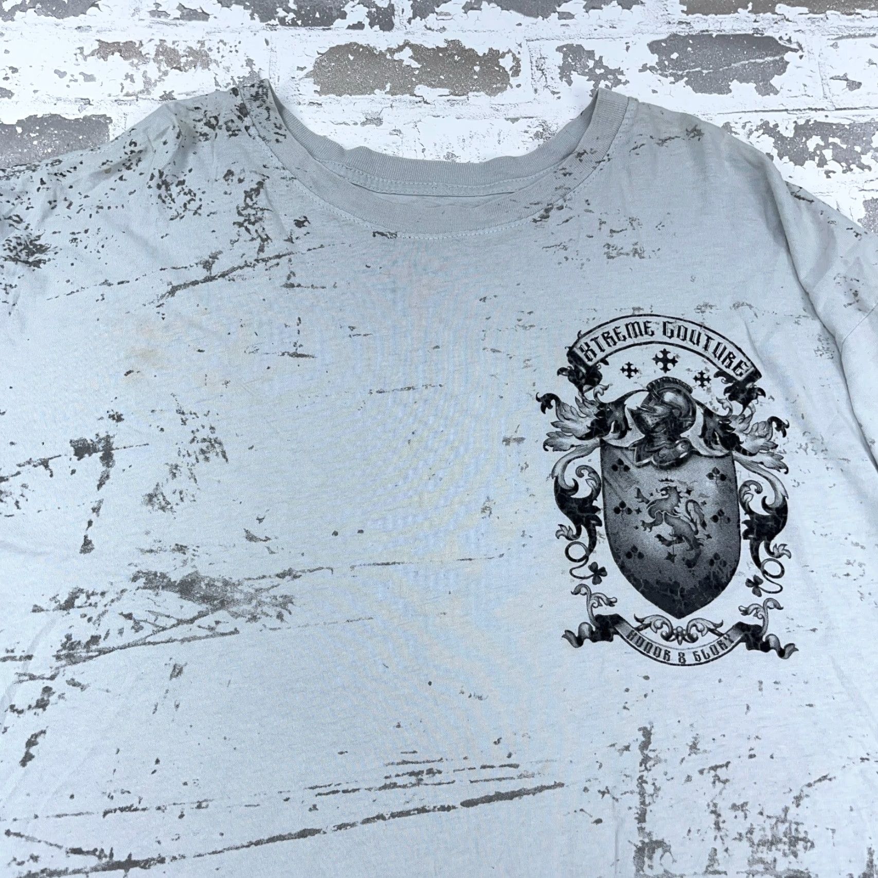 Vintage Xtreme Couture By Affliction T-Shirt Men 3XL Gray Graphic Print Gothic Grunge Skull USA 90s style Shirt Mens Size US XXL / EU 58 / 5 - 5 Thumbnail