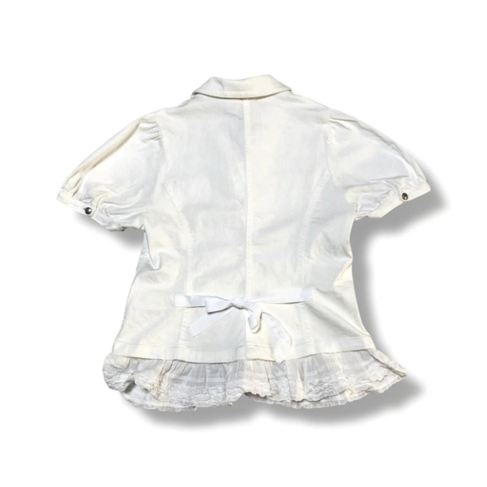 Other Fairy core preppy white denim blouse jacket with lace frill Size XS / US 0-2 / IT 36-38 - 2 Thumbnail