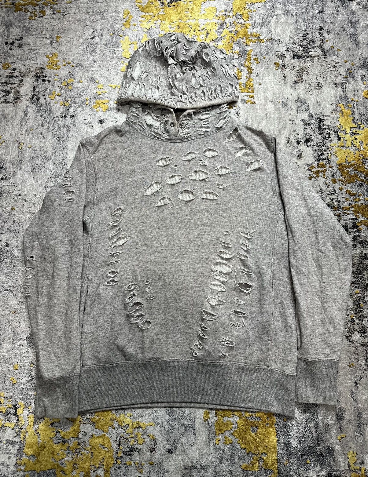 If Six Was Nine × Japanese Brand × Le Grande Bleu (L.G.B.) CRAZY DISTRESSED GRUNGE PUNK STYLE UNIQLO HOODIE Size US L / EU 52-54 / 3 - 1 Thumbnail