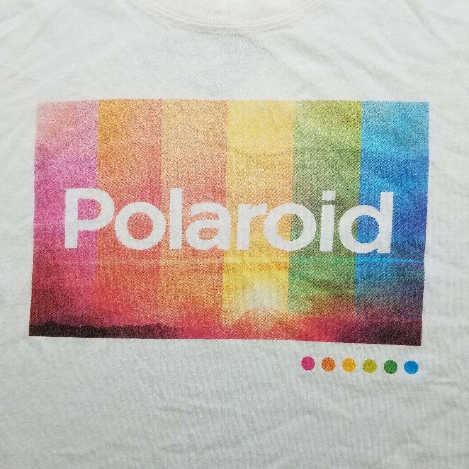 Polaroid Polaroid Shirt Womens 2X Boxy Short Sleeve Rainbow Spell Out Size ONE SIZE - 4 Thumbnail