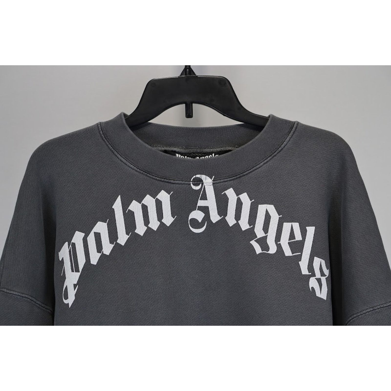 Palm Angels o1rshd1 GD Curved Logo Crew Crewneck in Black/White Size US M / EU 48-50 / 2 - 2 Thumbnail