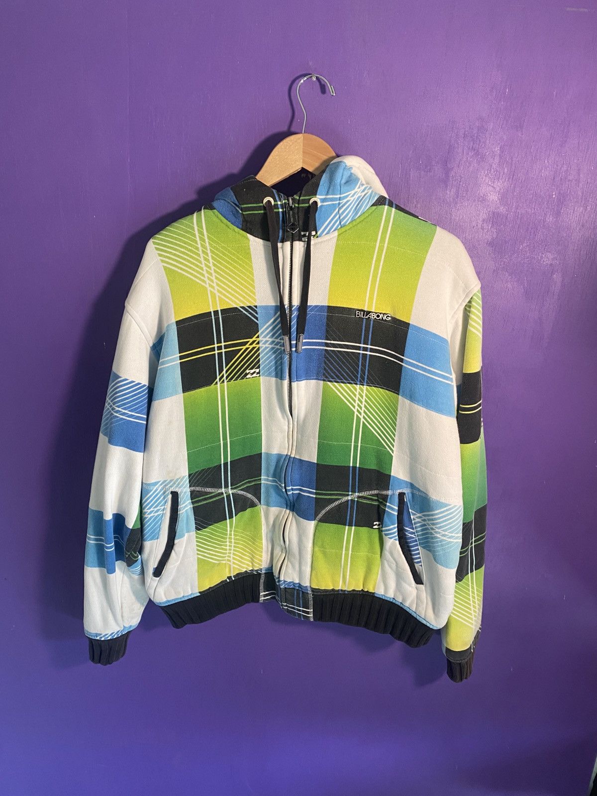 Vintage Y2K Billabong plaid print hoodie