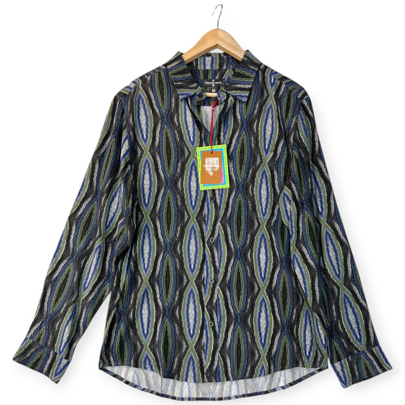 Other W HOUSTON WHITE Shirt Mens Med Tab Collar Rayon Long Sleeve Size US M / EU 48-50 / 2 - 1 Thumbnail