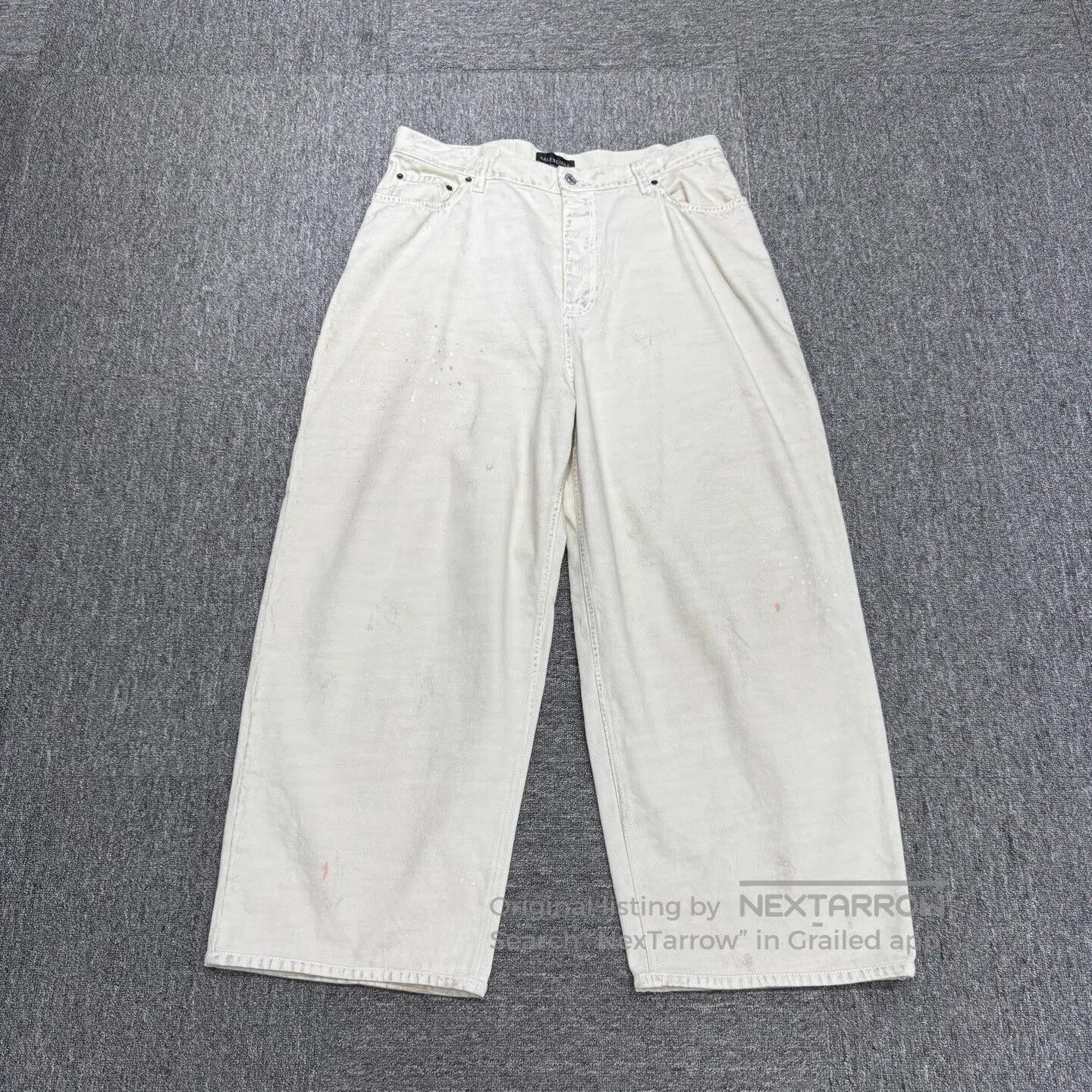 Balenciaga Balenciaga SIZES Old-style ink-wash design on wide-leg jean Size US 28 / EU 44 - 1 Thumbnail