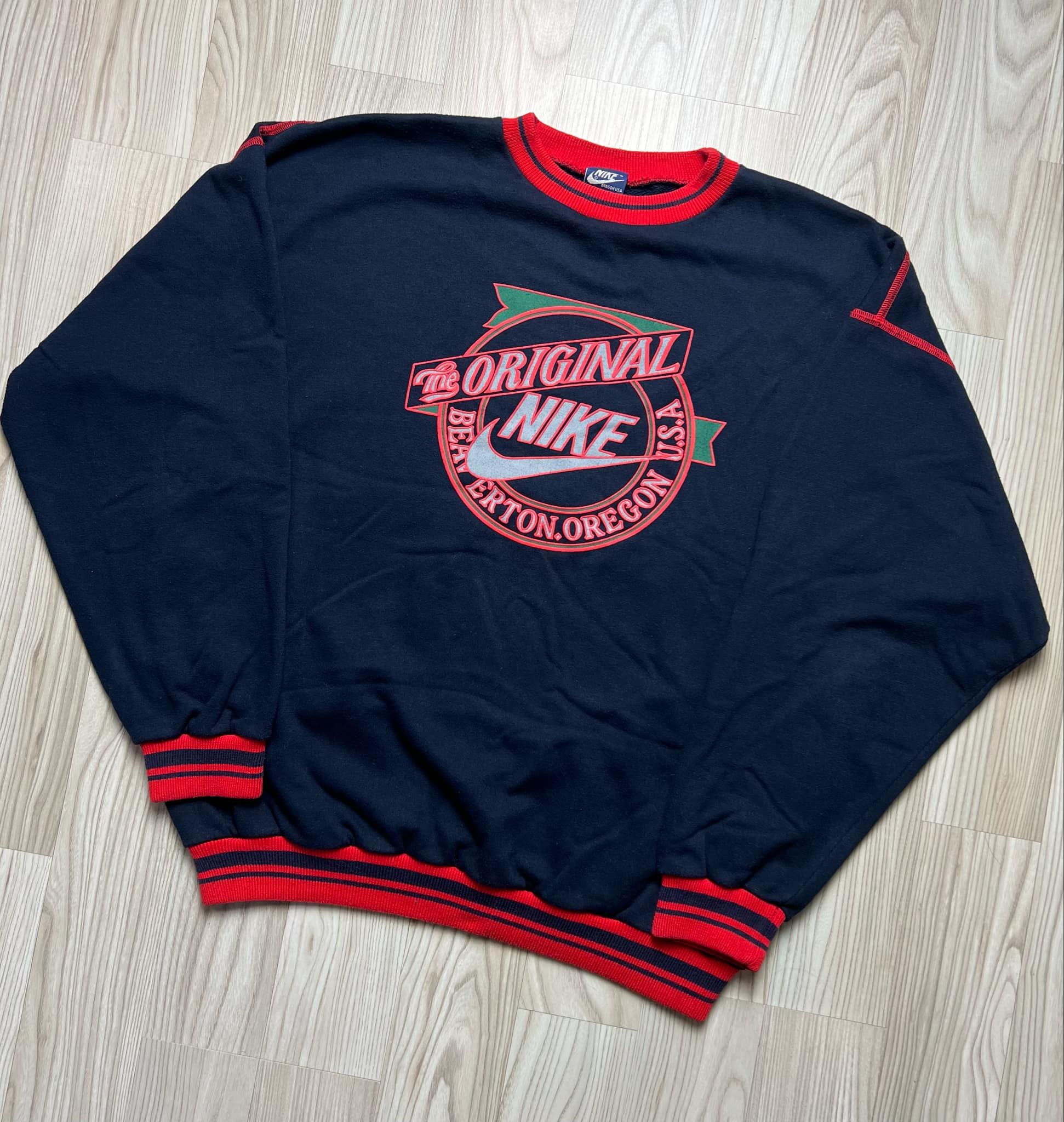 80s Vintage Nike Beaverton Orange Embossed Center Logo Sweat