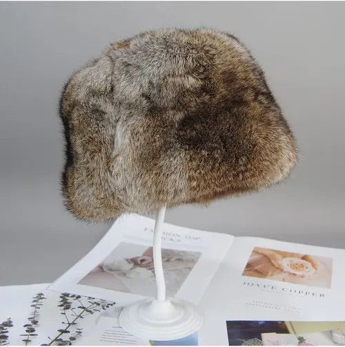 Other Warm Natural Rabbit Fur Bomber Hat Size ONE SIZE - 4 Thumbnail