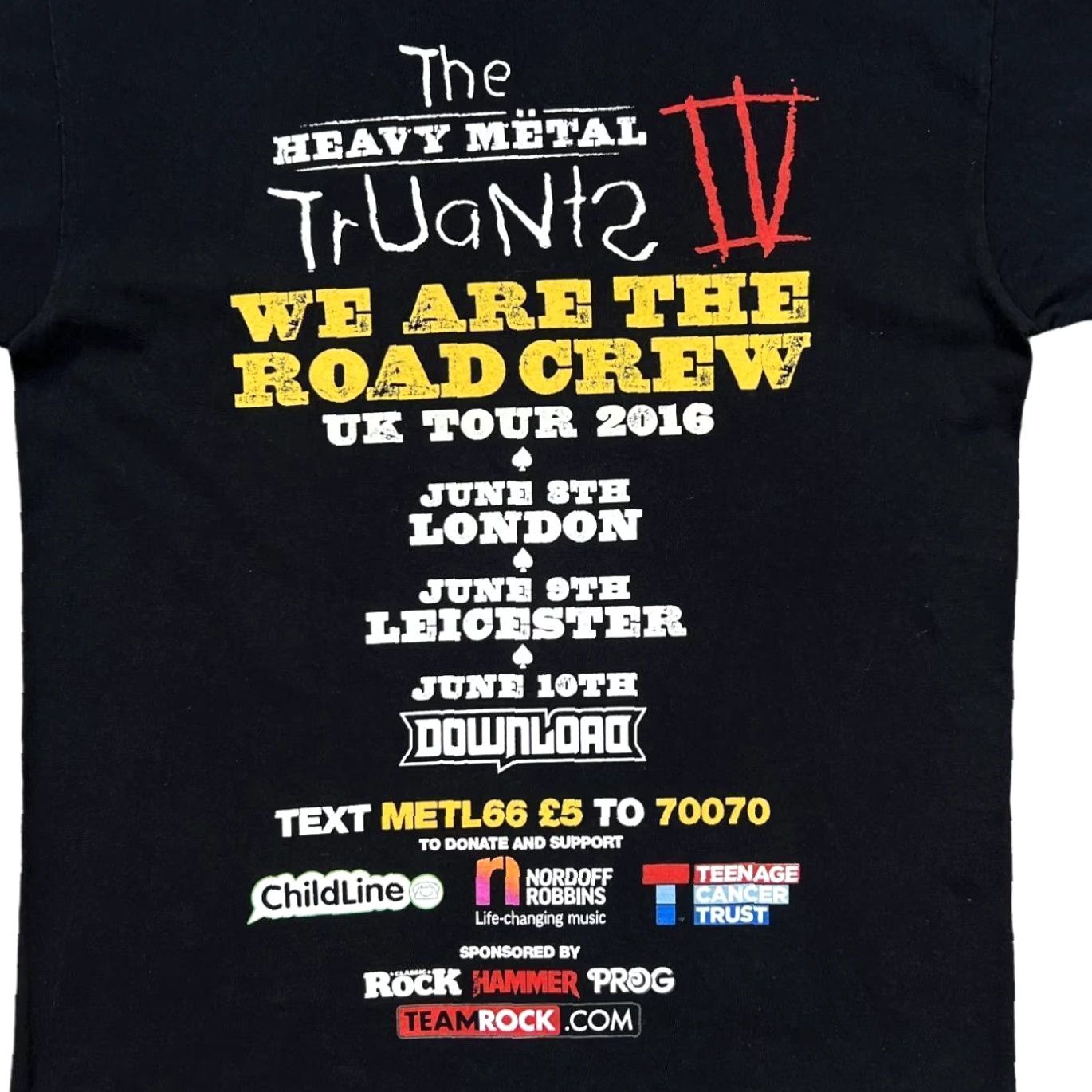 Fruit Of The Loom The Heavy Metal Truants IV "Road Crew" Music Band Festival Tour T-Shirt Medium Shirt Mens Black Graphic Print Front Back Size US M / EU 48-50 / 2 - 4 Thumbnail