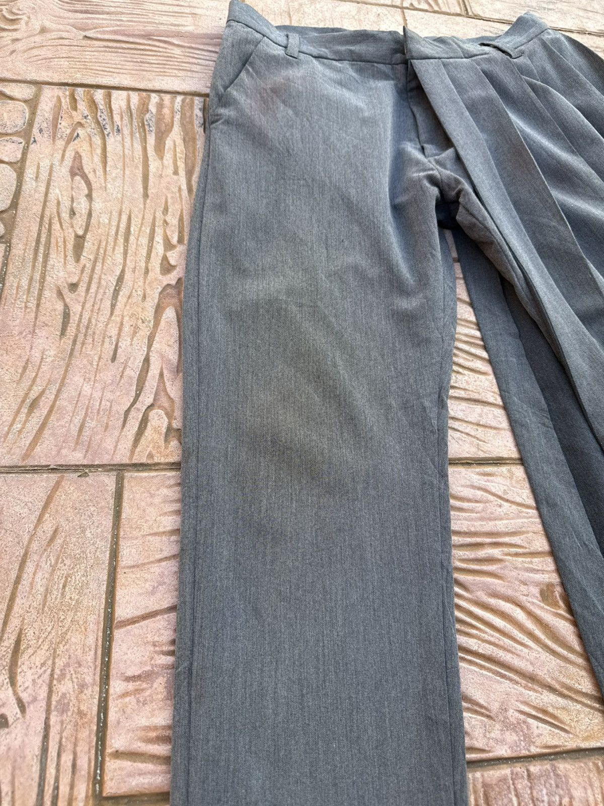 NO ID ARCHIVED💥Rare! NO ID BLACK Trouser Pleated Skirt Punk Style Size US 32 / EU 48 - 3 Thumbnail