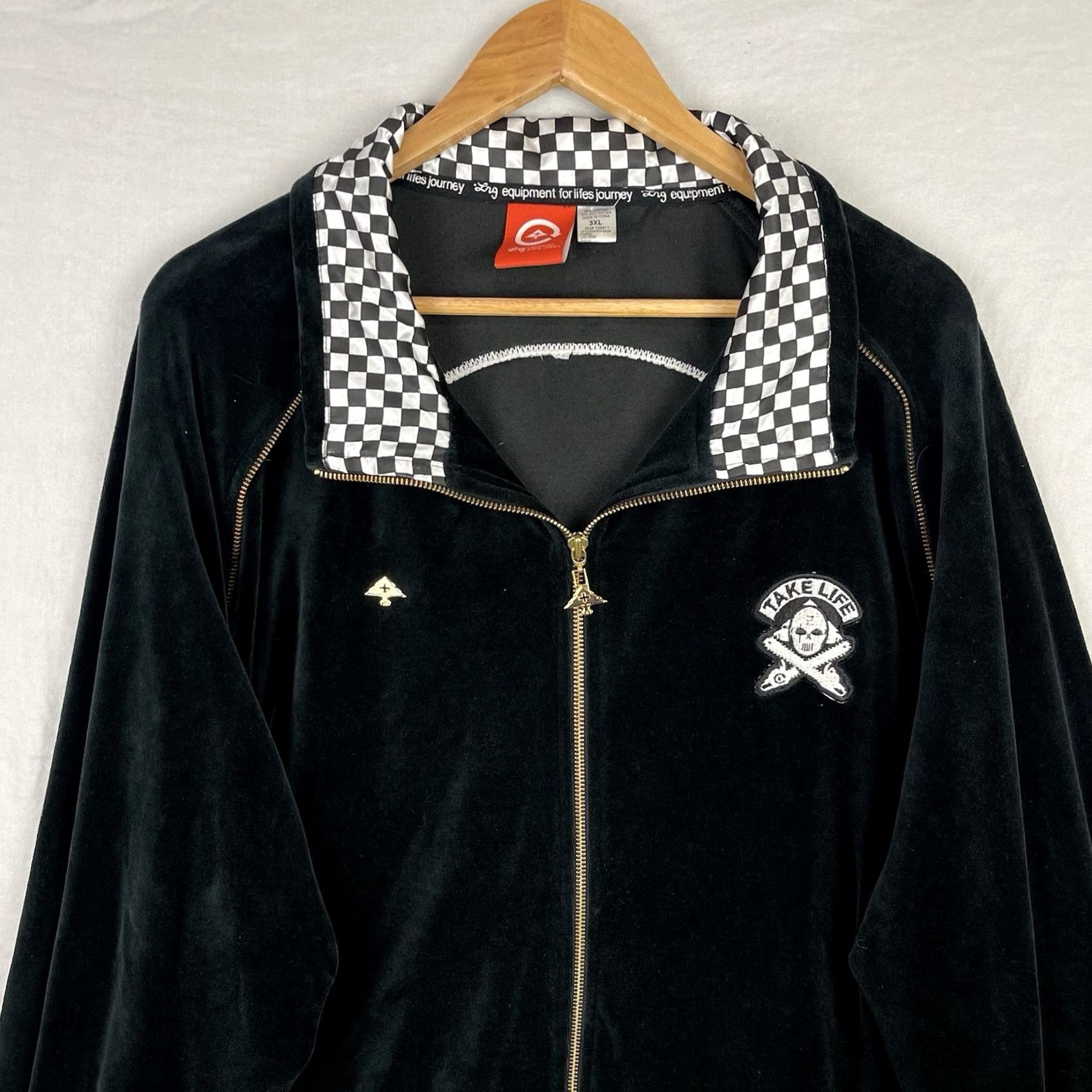 Velour LRG Track Jacket Men 3XL Velour Take Life Jason Hip Hop Baggy Y2K Vintage Shirt Size US XXL / EU 58 / 5 - 2 Thumbnail
