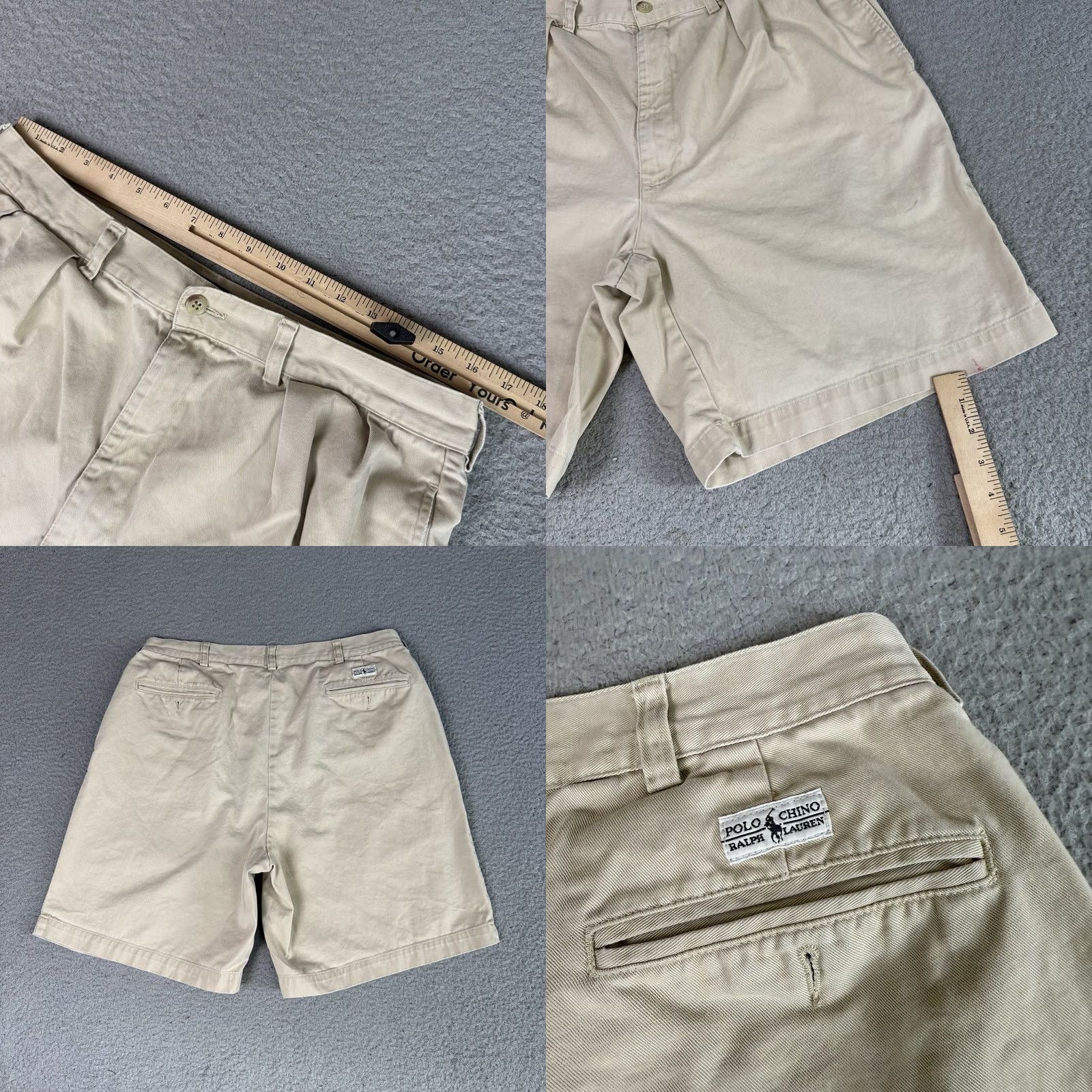 Polo Ralph Lauren VINTAGE Polo Ralph Lauren Tyler Shorts Mens Beige Chino Pleated 90s Preppy Khaki Baggy Casual Knit? Size US S / EU 44-46 / 1 - 8 Thumbnail