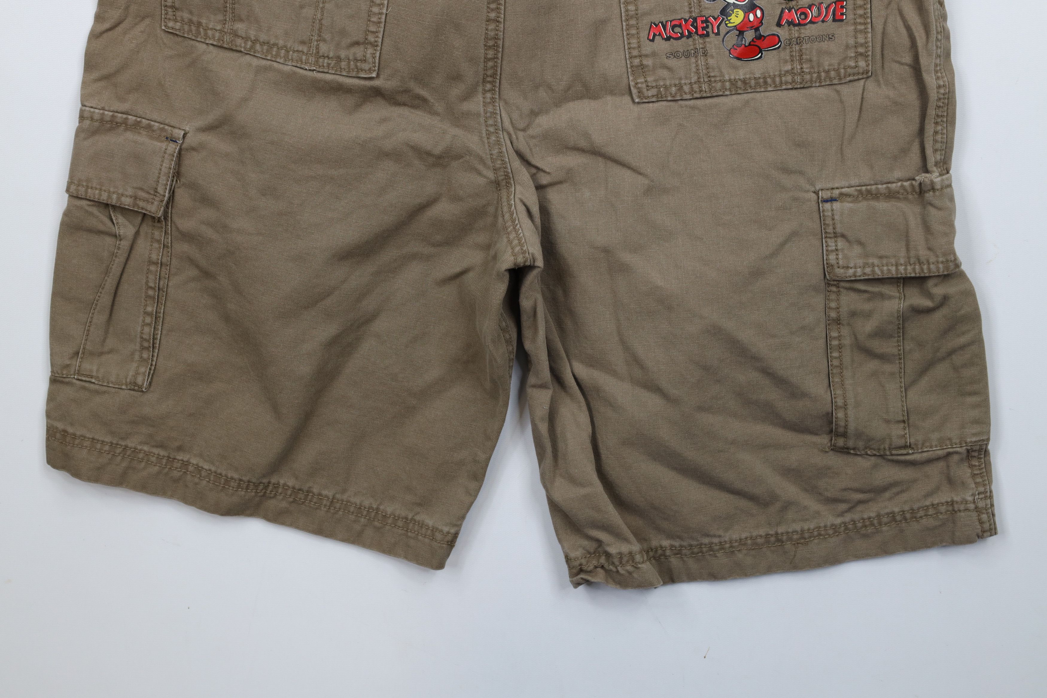 Disney × Vintage Vintage 90s Disney Mickey Mouse Baggy Canvas Cargo Shorts Size US 34 / EU 50 - 11 Thumbnail