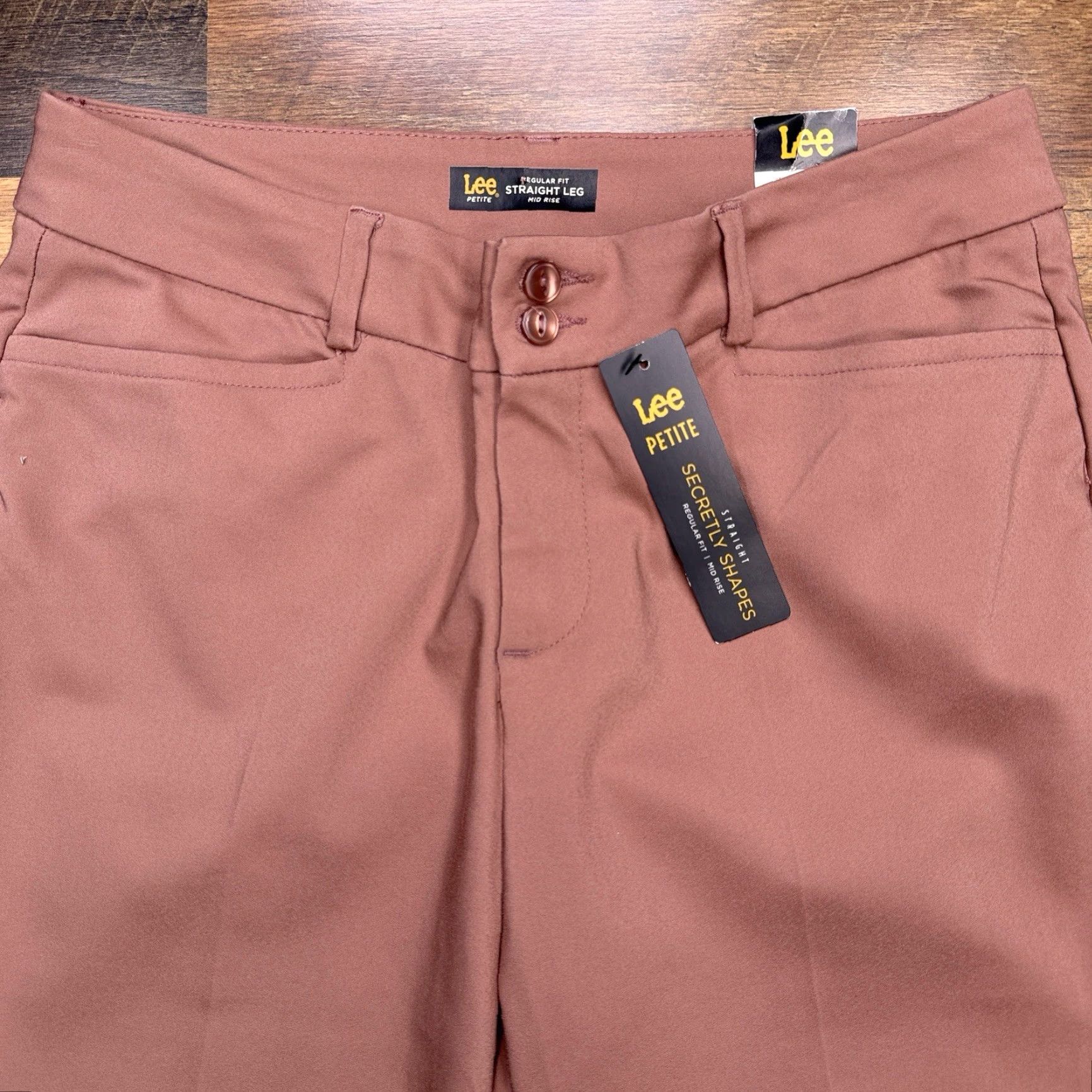 Lee Lee Regular Fit Straight Leg Pants 10P Petite Cognac Mid Rise Stretch Workwear Casual Travel Women's Pants Size 32" / US 10 / IT 46 - 3 Thumbnail