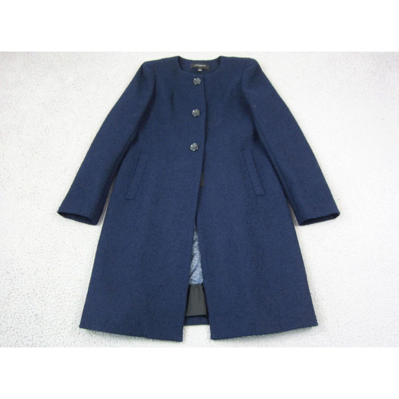Ann Taylor Ann Taylor Coat Womens 6 Wool Blue Lined 3 Button Overcoat Long Solid 80s 90s Classic Regular Mens Womens Girls Size M / US 6-8 / IT 42-44 - 2 Thumbnail
