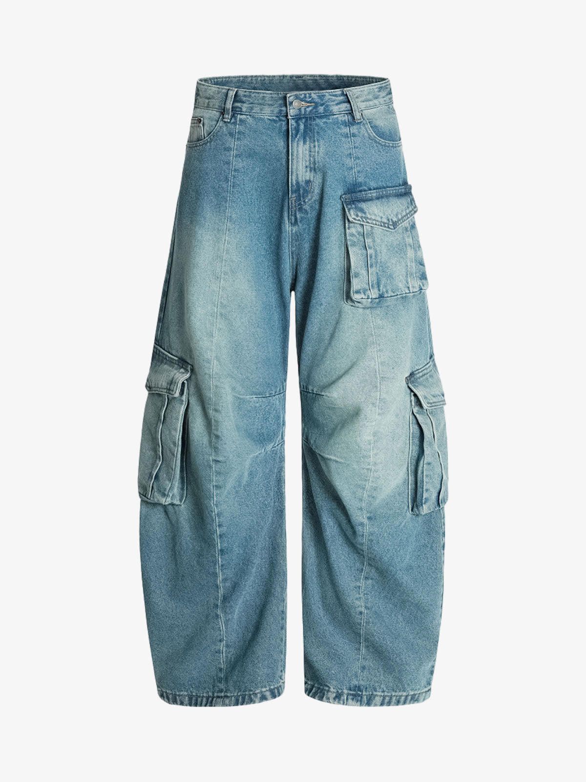 Jean Distressed Washed Multi-Pocket Cargo Jeans Size US 30 / EU 46 - 1 Thumbnail