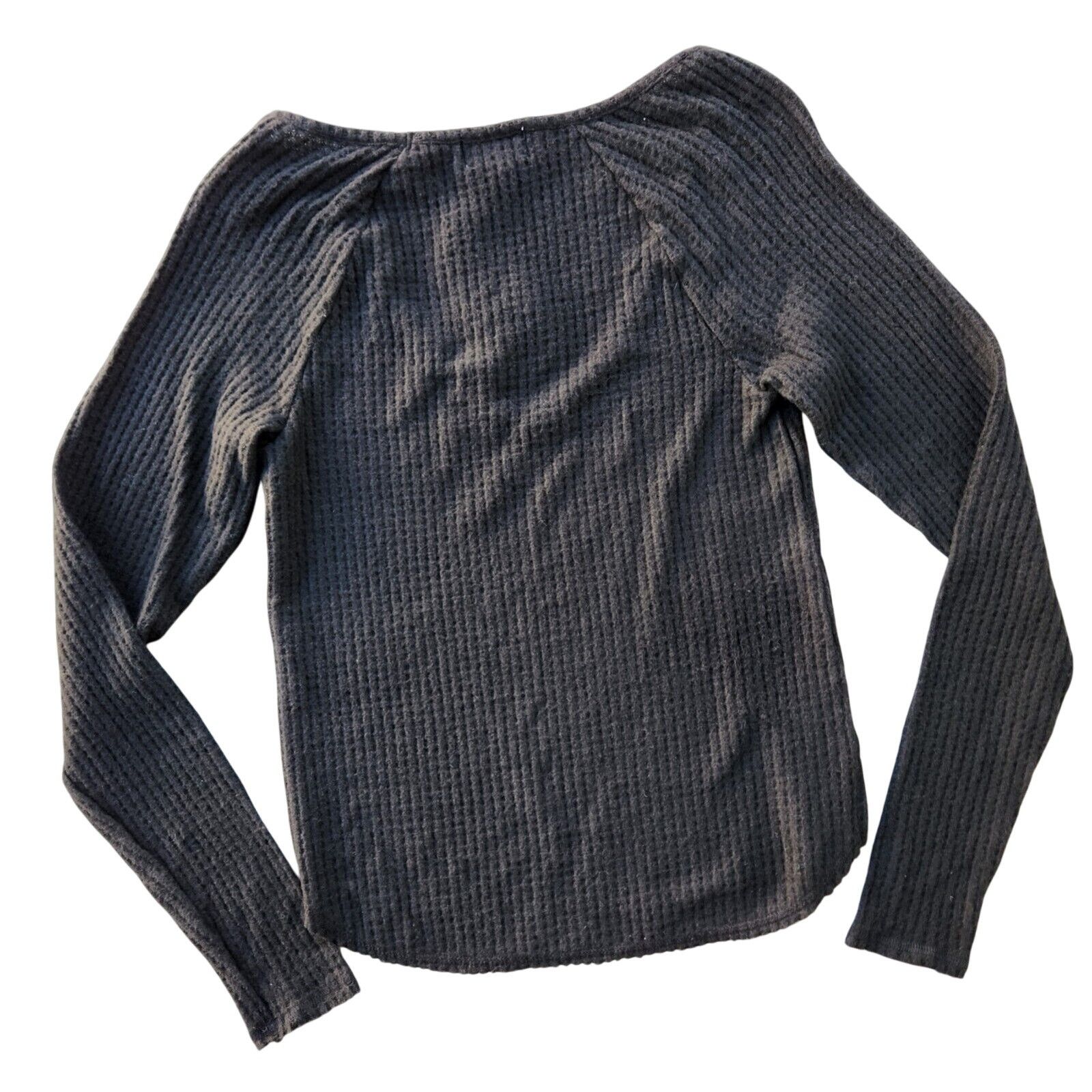 The Unbranded Brand Socialite Women Black Waffle V-Neck Long Sleeve Top Size XS Size XS / US 0-2 / IT 36-38 - 4 Thumbnail