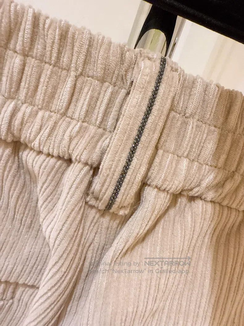 Brunello Cucinelli Brunello Cucinelli Khaki corduroy wide-leg pants Size 24" / US 00 / IT 34 - 6 Thumbnail