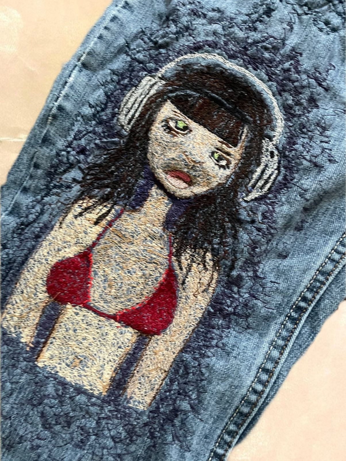 Handmade × Lee Custom Embroidered Vintage Denim Size US 36 / EU 52 - 3 Thumbnail