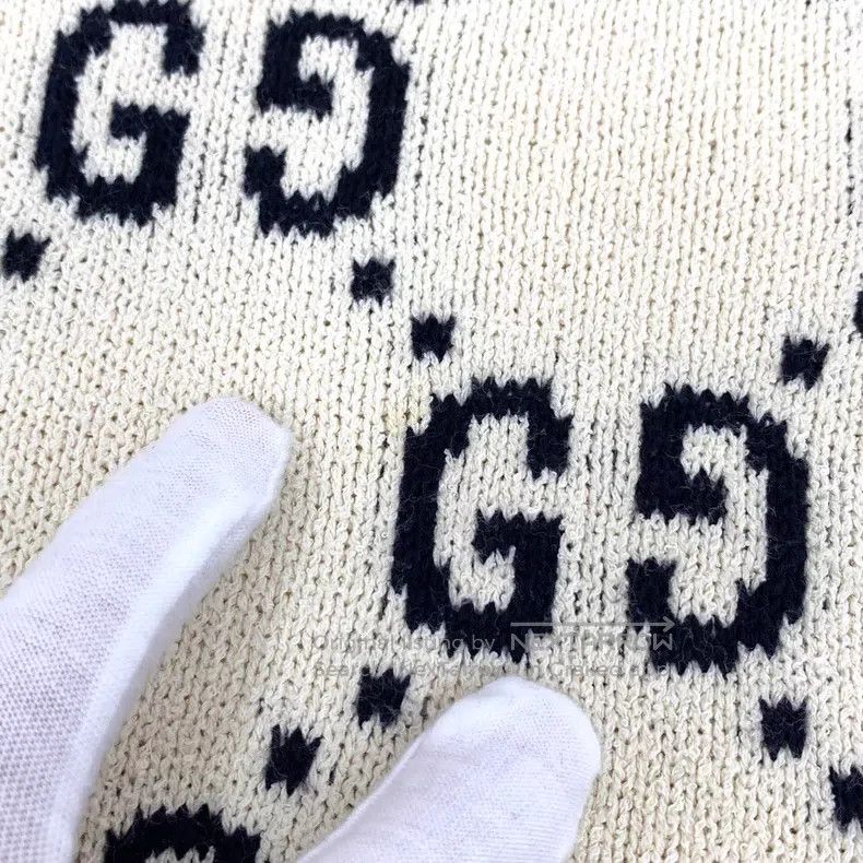 Gucci Gucci Beige logo jacquard full print striped round neck kn Size S / US 4 / IT 40 - 9 Thumbnail