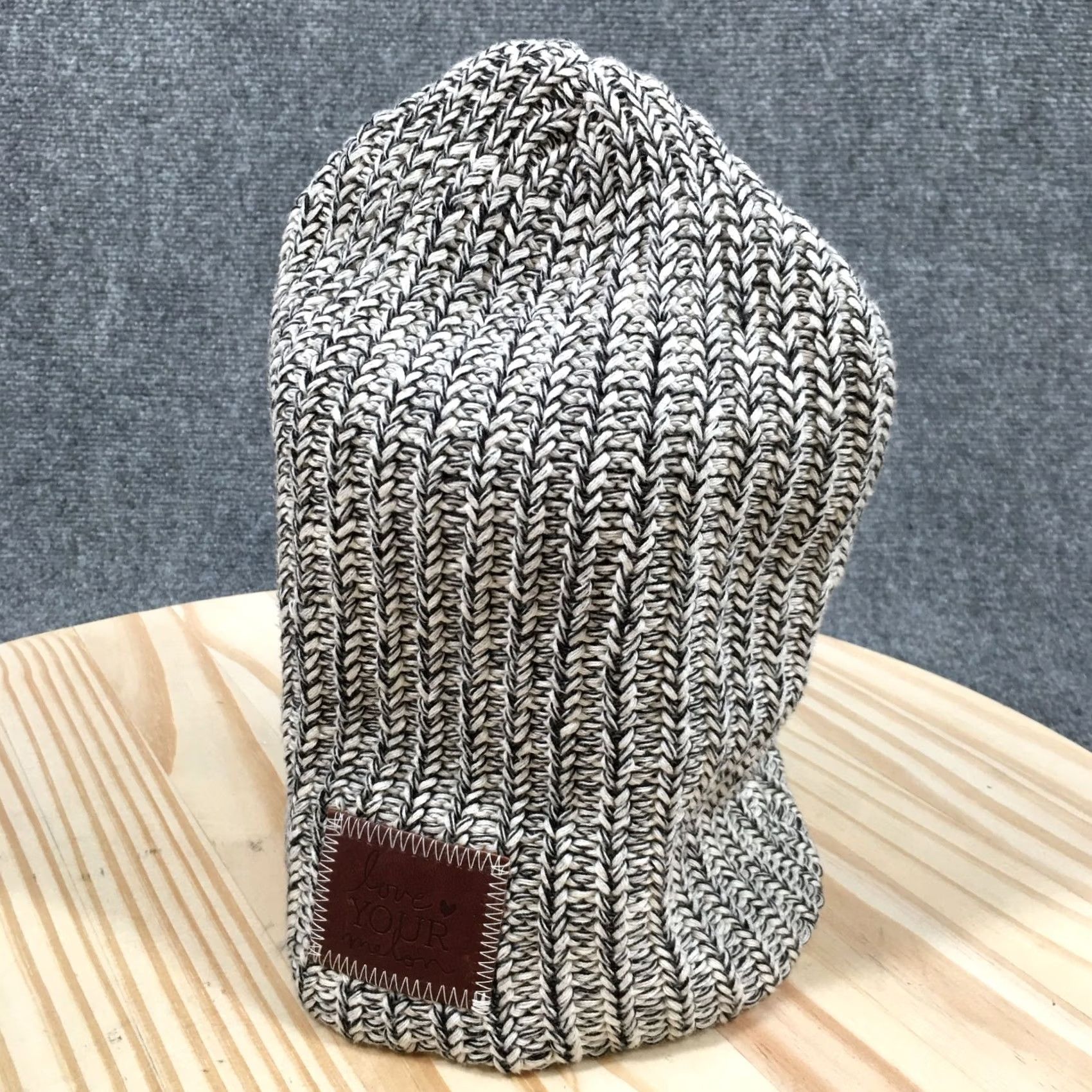 Vintage Love Your Melon Beanie Hat Adult Black Marled Knit Slouchy Cuffed Cap Womens Men? Size ONE SIZE - 2 Thumbnail