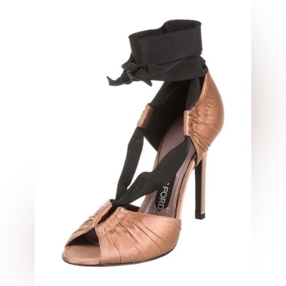 Tom Ford Tom Ford Cognac Satin Black Tie Heels Size US 9 / IT 39 - 1 Thumbnail