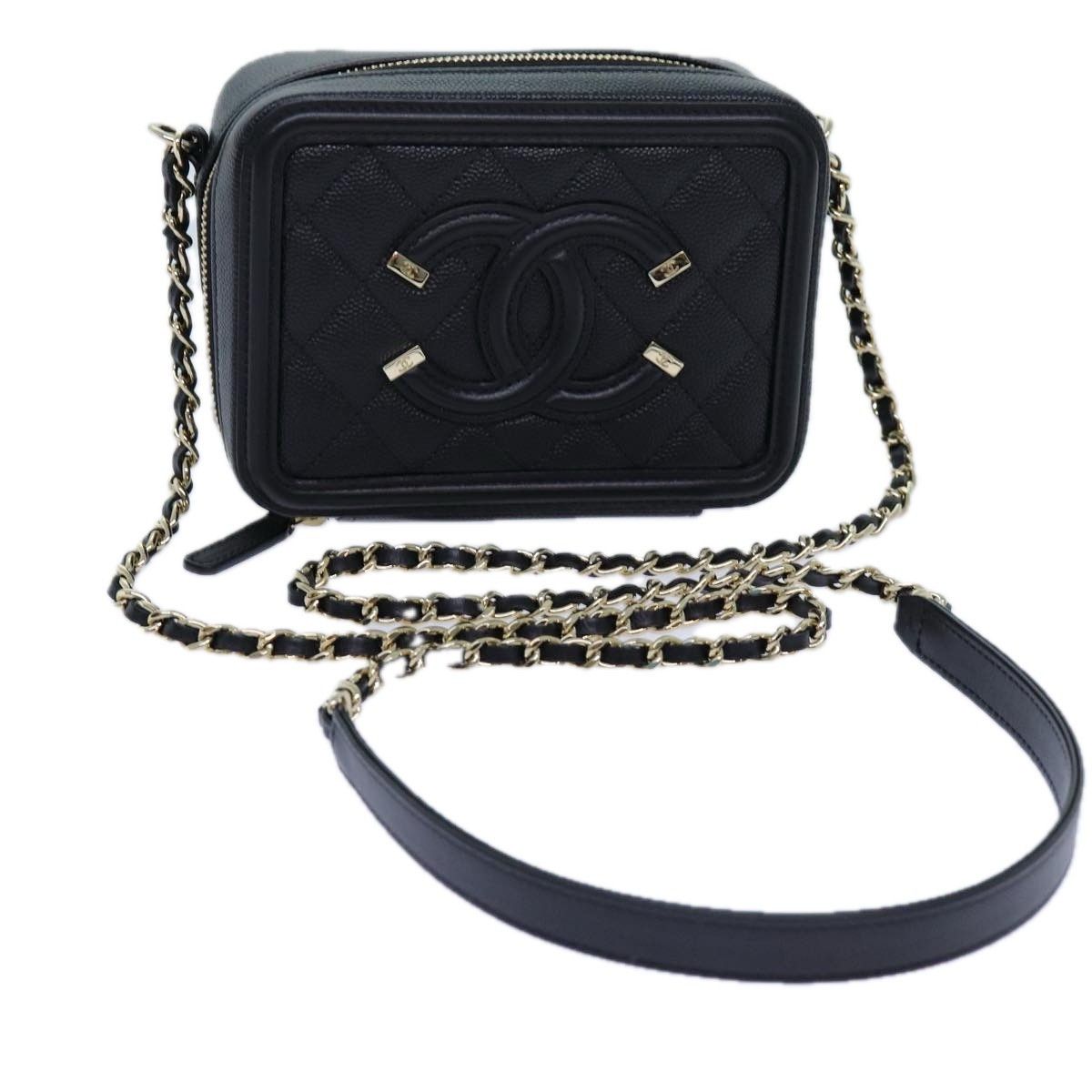 Chanel Chanel Filigree Vanity Clutch with Chain Quilted Caviar Size ONE SIZE - 1 Thumbnail