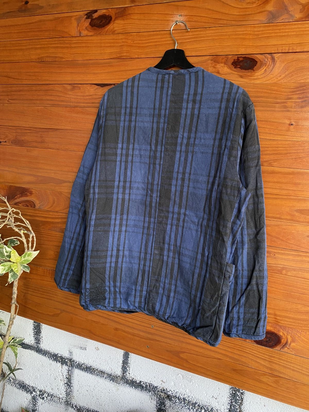Japanese Brand Tokyo Hemp Connection Blue Plaid Lined Jacket Avant Garde Size US M / EU 48-50 / 2 - 10 Thumbnail