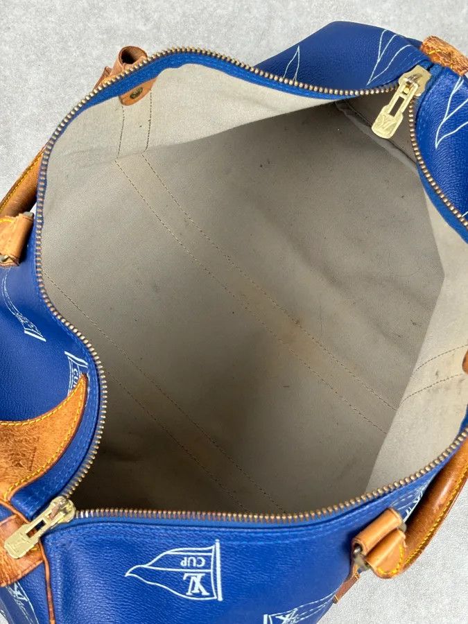 Louis Vuitton 1992 Louis Vuitton LV Cup Falgs Keepall 45 Blue Regatta Blue Leather Travel Bag Size ONE SIZE - 17 Thumbnail