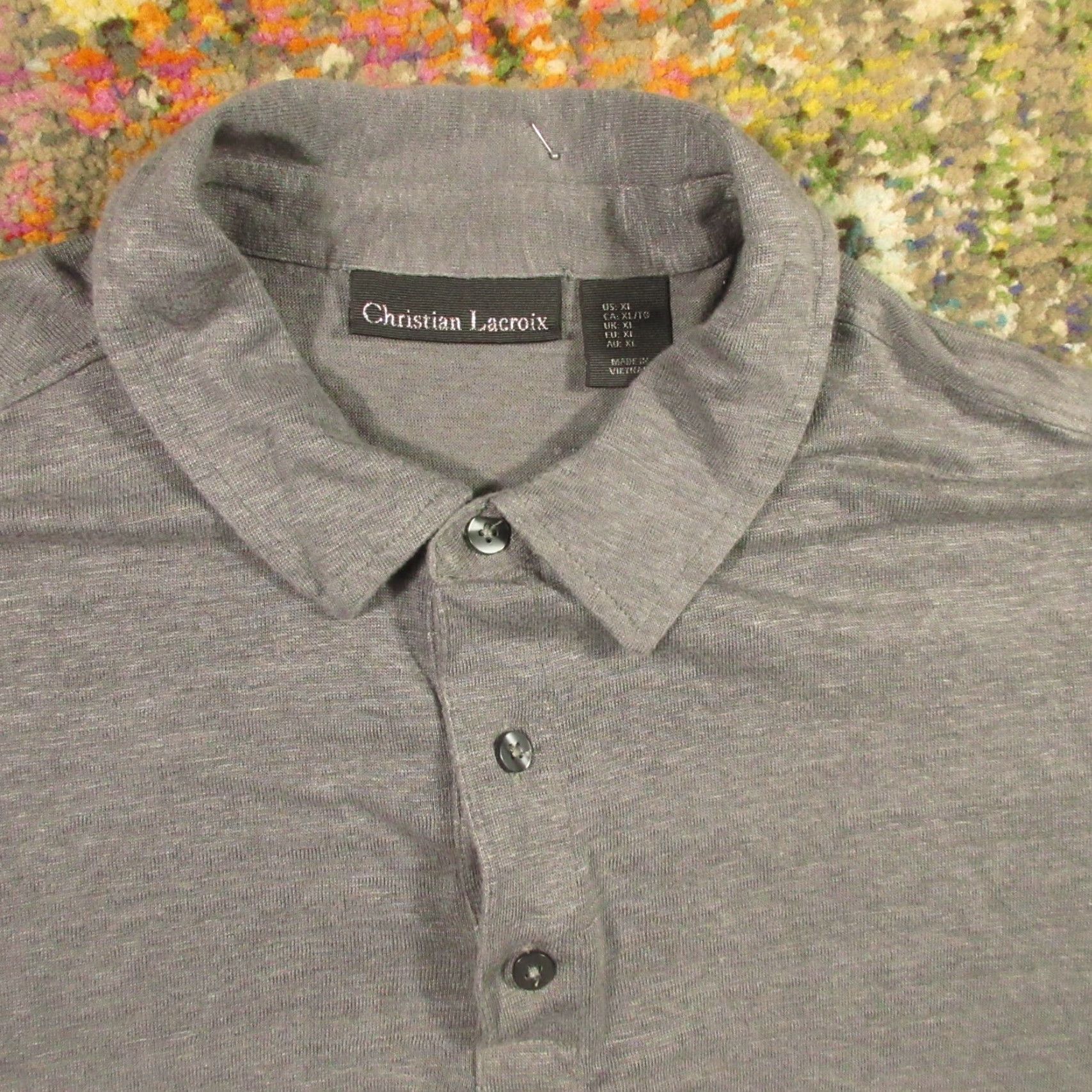 Christian Lacroix Christian Lacroix Linen Polo Shirt Mens XL Gray Short Sleeve Stretch Golf EUC Size US XL / EU 56 / 4 - 3 Thumbnail
