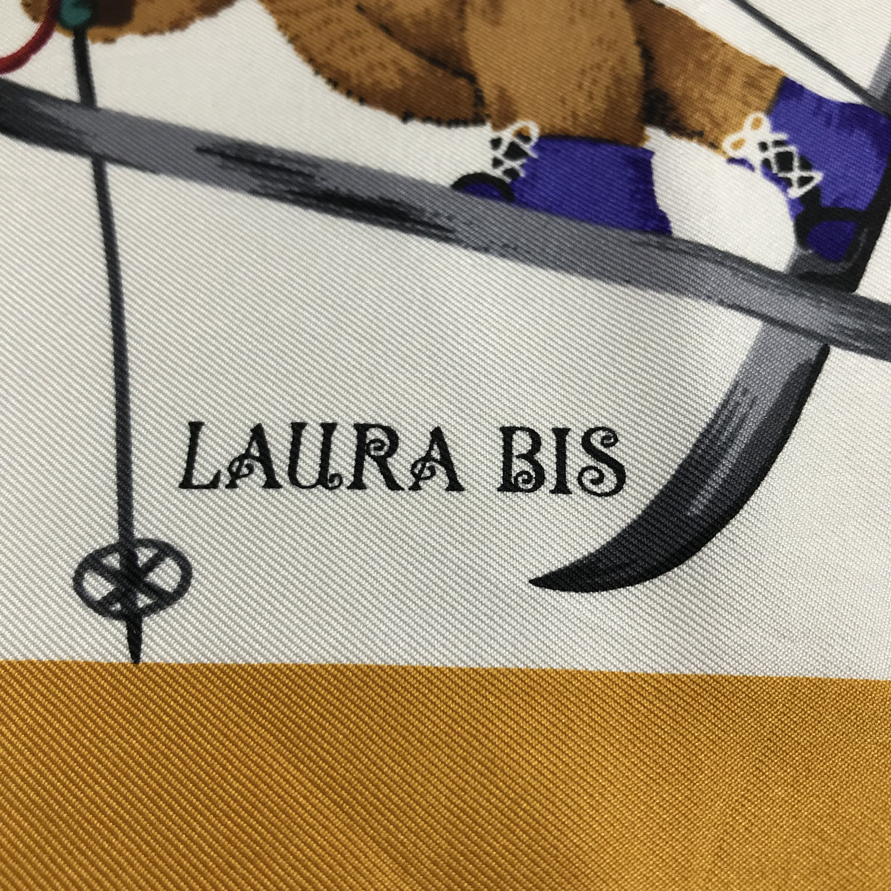 Japanese Brand Laura Bis Ski Teddy Bears Silk Scarf M206 Size ONE SIZE - 3 Thumbnail