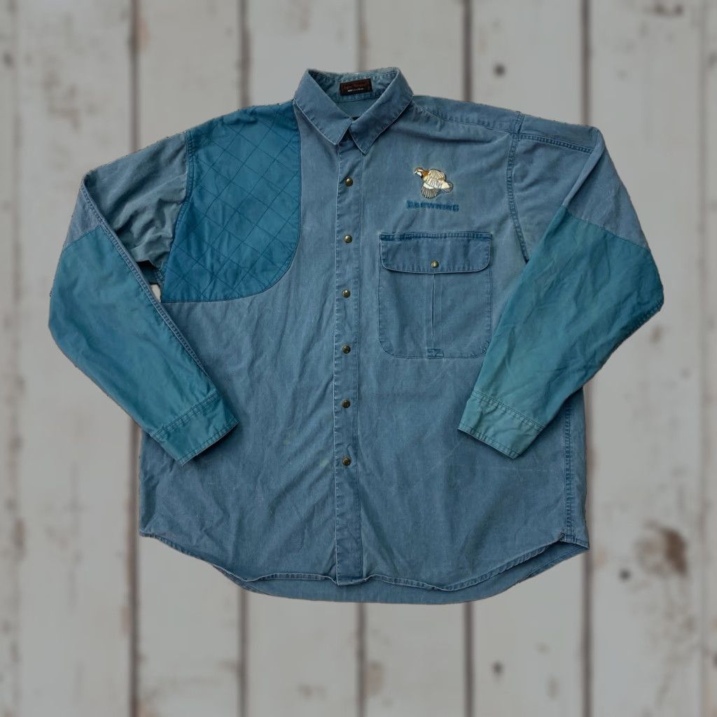 Vintage Browning Shirt Embroidered Bird Logo XL Outdoors Camping Hunting Lodge Shirt Size US XL / EU 56 / 4 - 1 Thumbnail