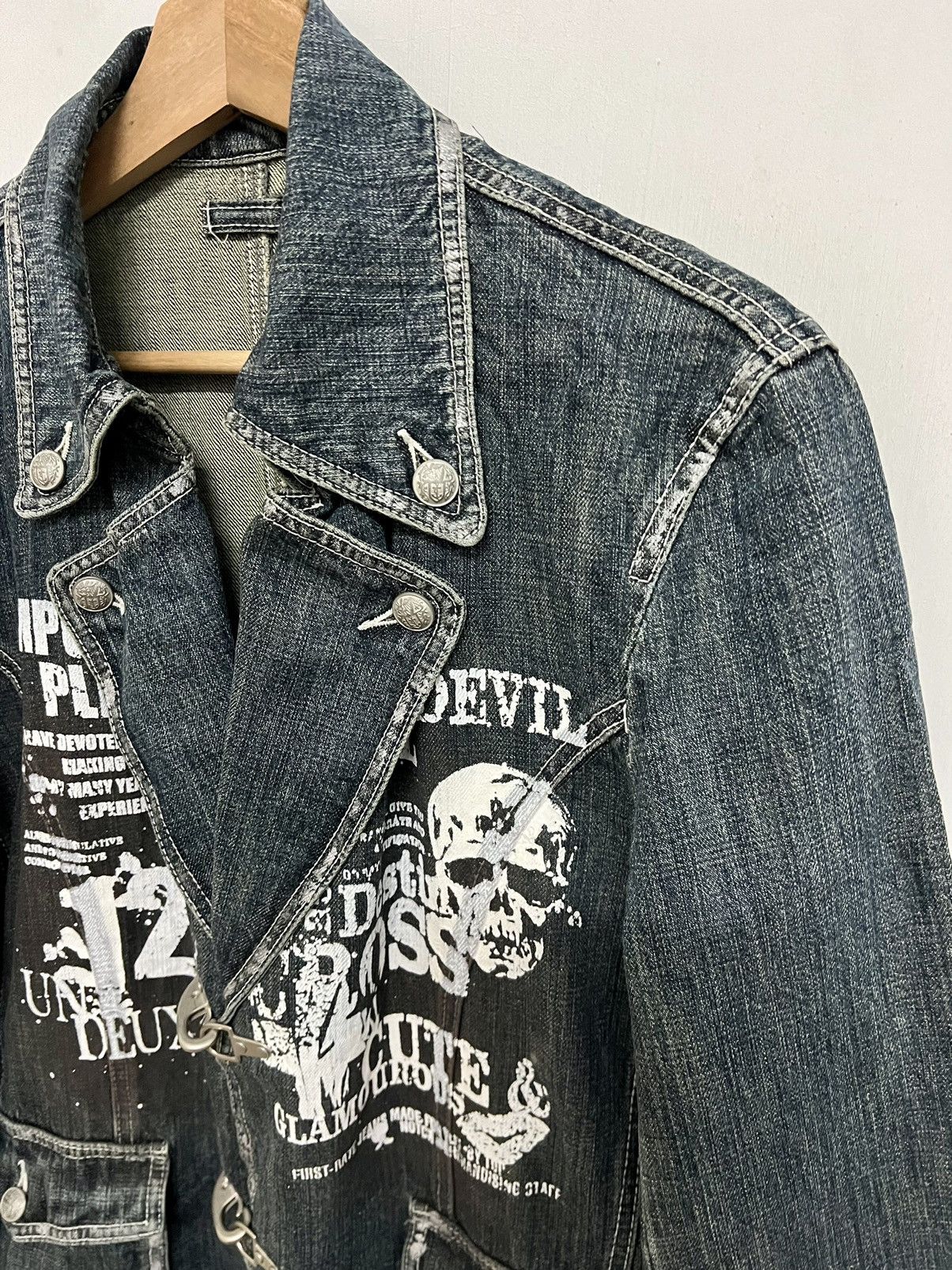 14th Addiction × If Six Was Nine × Japanese Brand Vintage Impulse Pleasure Funny Devil Skull Denim Jacket Size US M / EU 48-50 / 2 - 9 Thumbnail