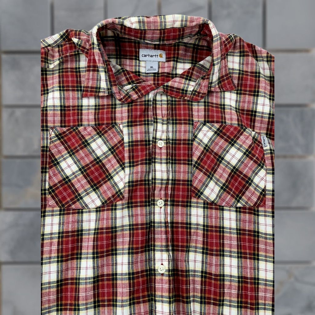 Carhartt Carhartt Shirt Men XL Red Plaid Flannel Chest Pocket Button Up S254 CRI Size US XL / EU 56 / 4 - 1 Thumbnail