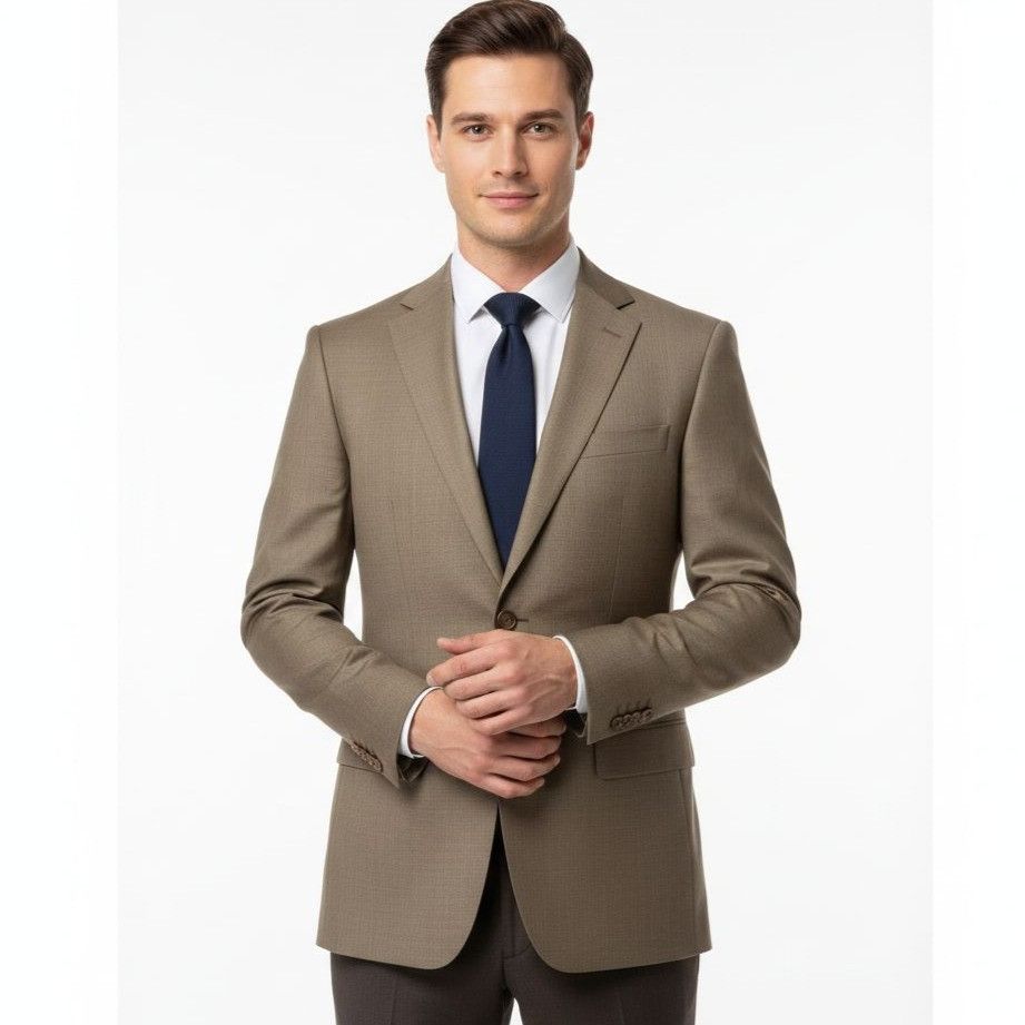 Other Renoir Mens Light Brown 2-Button Suit Jacket Size 38 LONG Size 38L - 1 Thumbnail