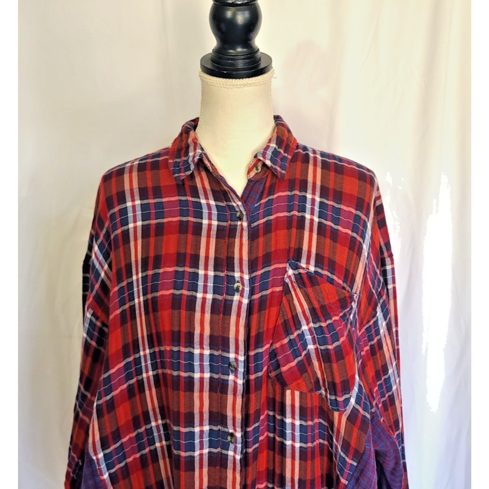 Free People Free People Plaid One Of The Guys Shirt Top Small Oversized Size S / US 4 / IT 40 - 3 Thumbnail