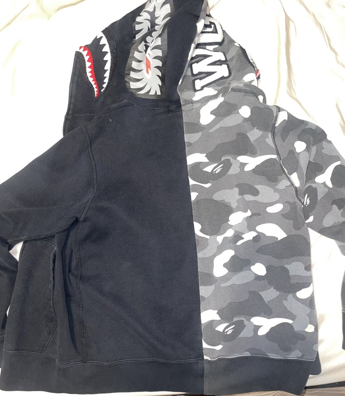 Bape BAPE Shark Full Zip Hoodie Split Camo Black/Grey Size M Size US M / EU 48-50 / 2 - 3 Thumbnail