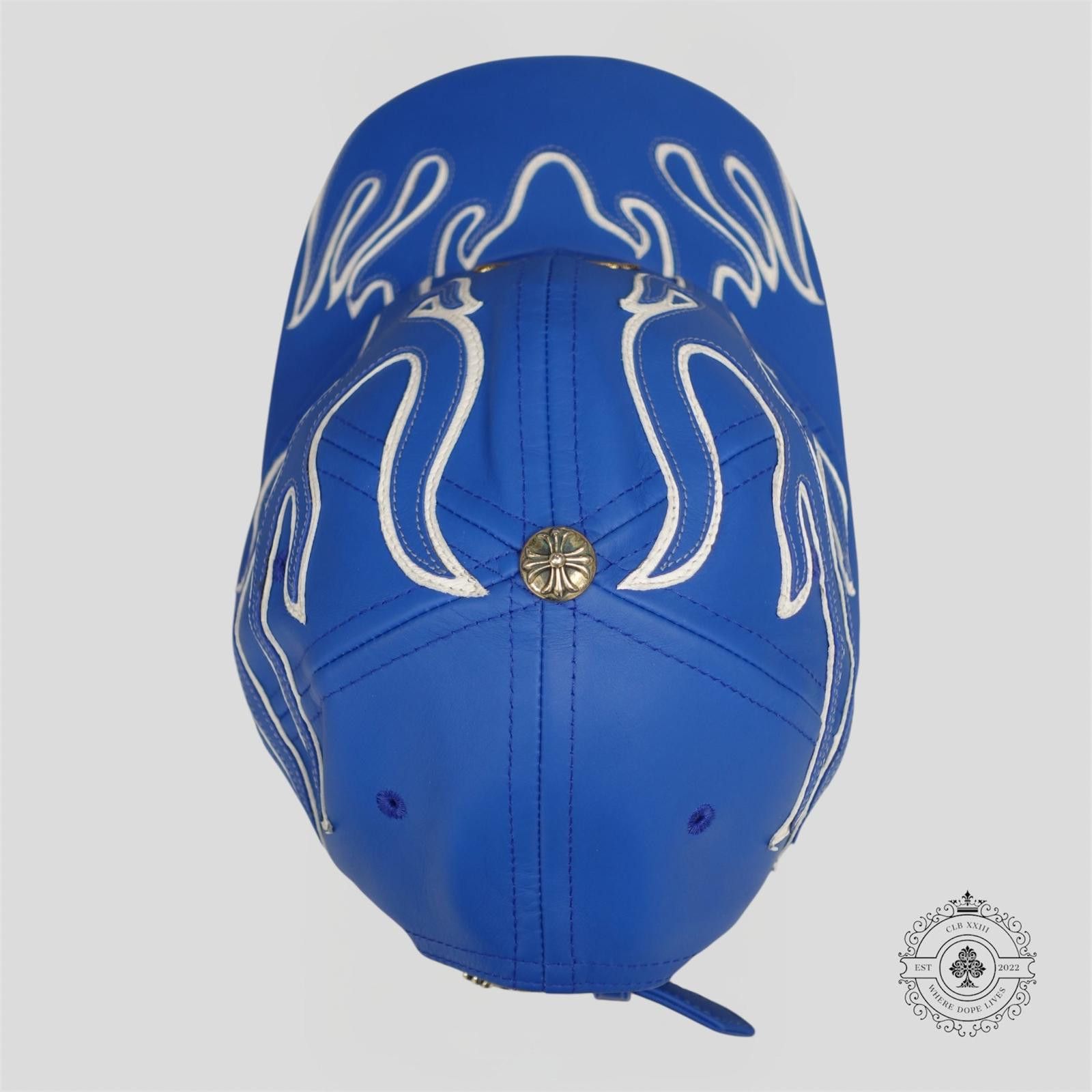 Chrome Hearts Chrome Hearts Leather Flame Patch 6 Panel Hat in Blue Size ONE SIZE - 4 Thumbnail