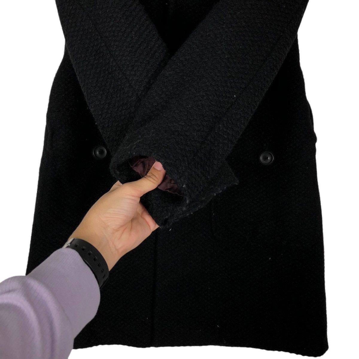 Japanese Brand 🔥Rich Black Long Jacket Wool Herringbone Guess Italy Size US S / EU 44-46 / 1 - 14 Thumbnail